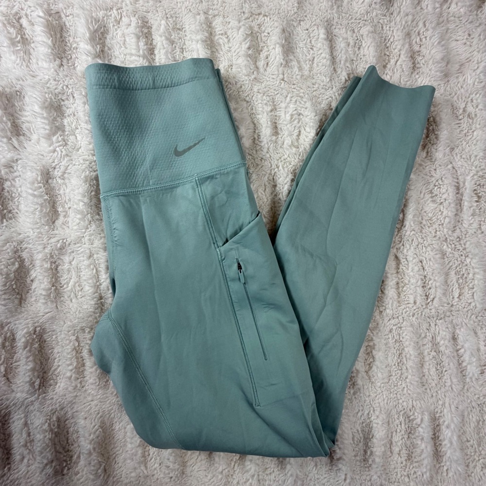Nike Go Dri-FIT Women Firm Support High Waist Leggings Pockets Green Small